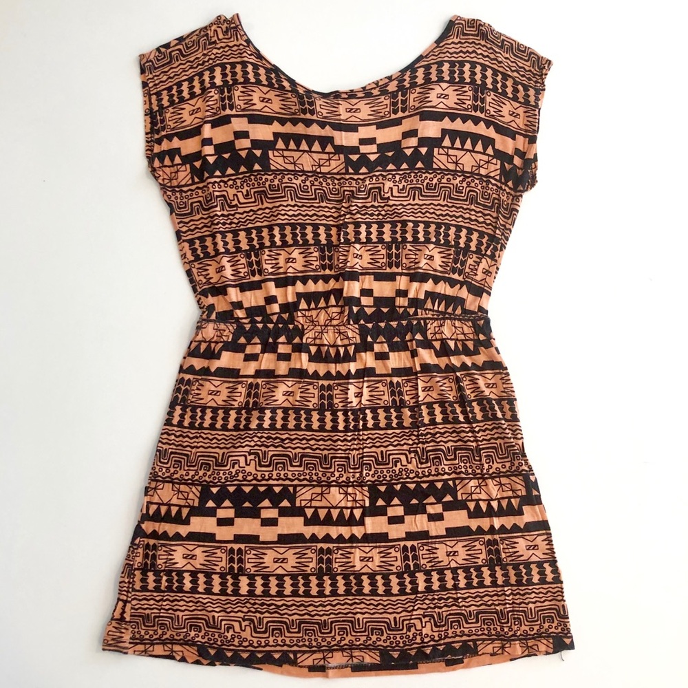 Tribal print pink-tone short dress